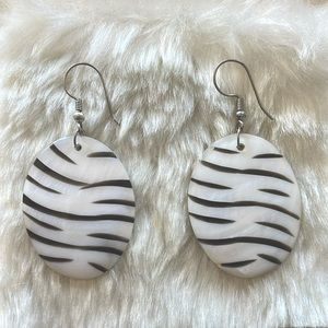 Earrings - Black and white zebra style